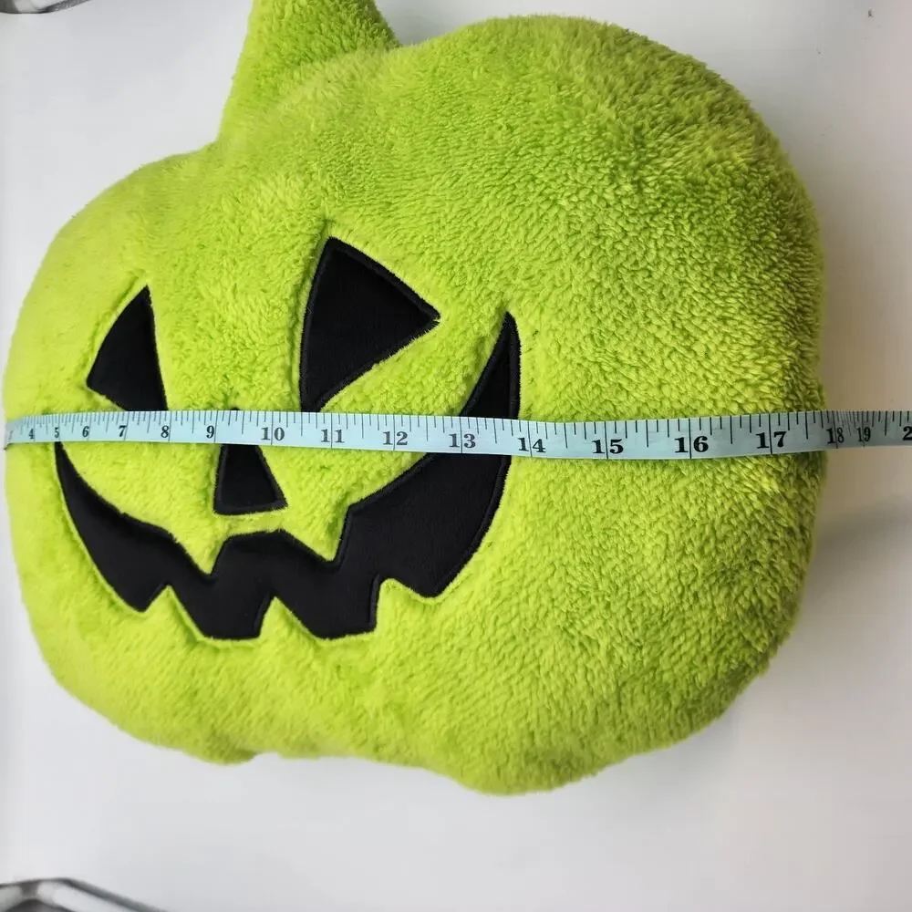 Pumpkin Shaped Pillow Green Faux Shearling Halloween Decor 14x16